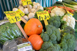 Wochenmarkt, Gemüse, Leer, Kürbis, Brokkoli