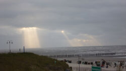 Strand, Wangerooge, Strandkörbe, Sturm, Lichteinfall